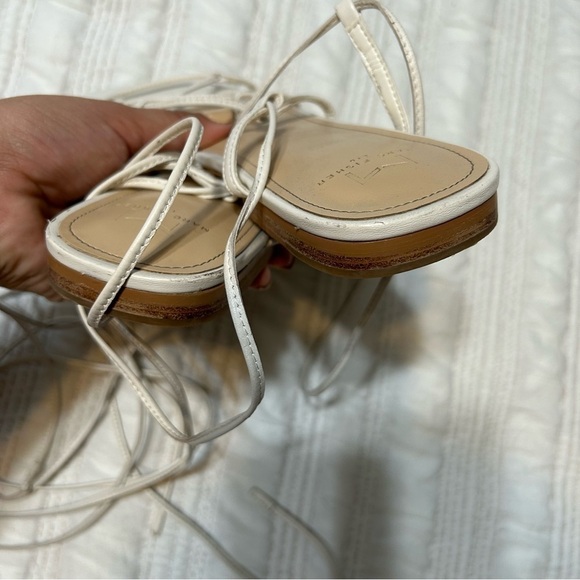 Marc Fisher Mahalia White Leather Square Toe Lace Up Sandals​​ - Picture 5 of 6